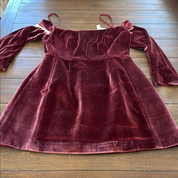 Anthropologie Velvet Off-Shoulder Mini Dress - Mauve - Picture 4 of 13